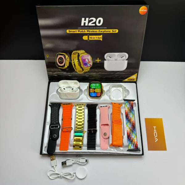 Long Battery H20 Ultra Smartwatch | 10-in-1 Multifunction Watch + Free AirPods | Stay Connected Longer